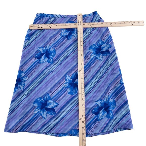 Vintage Kasper Floral A-Line Skirt Women's Size 8 Y2k Blue lined - Picture 3 of 4
